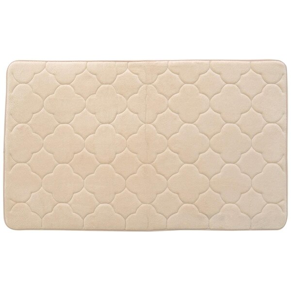 Stephan Roberts Home 21 x 34 in Embroidered Memory Foam Bath Mat Tapioca - 34NEM1V1512