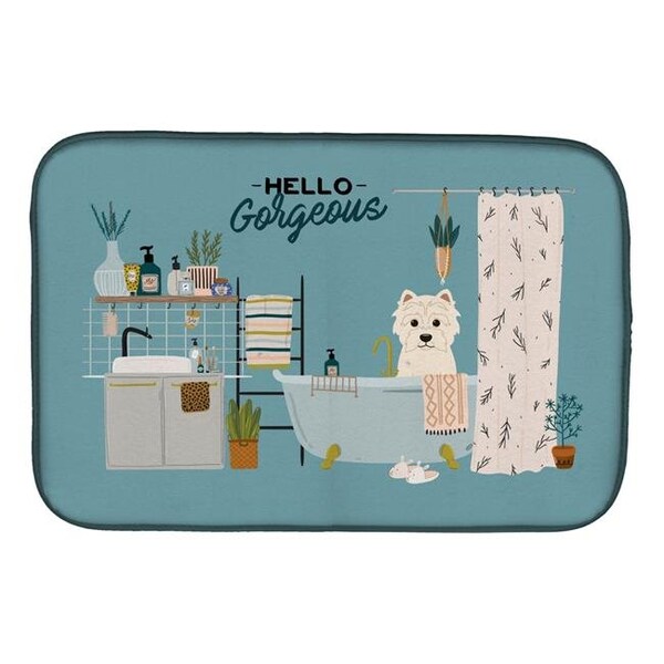 Carolines Treasures Carolines Treasures CK7464DDM 14 x 21 in. Westie in Bathtub Dish Drying Mat - CK7464DDM