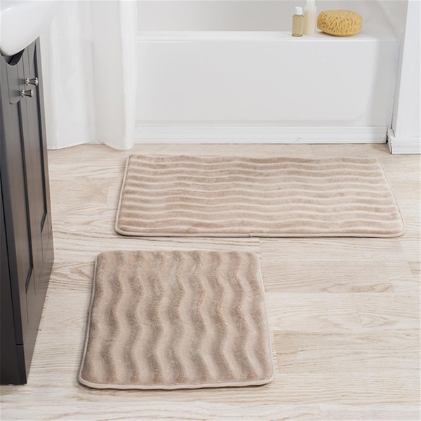 Lavish Home Lavish Home Memory Foam Bath Mat Set, Taupe, 2PK - 67-10-T