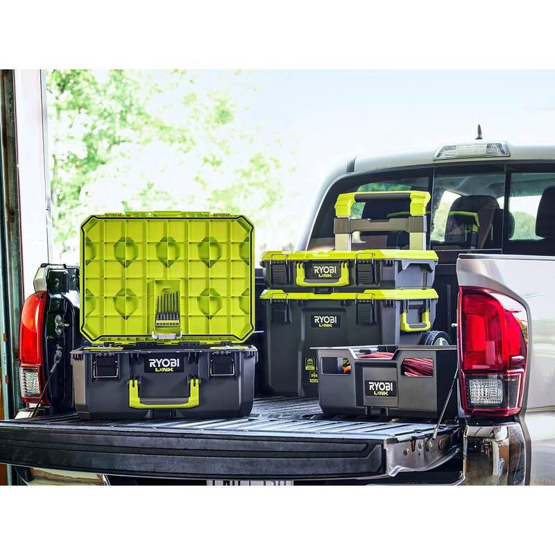 RYOBI LINK Rolling Tool Box and Standard Tool Box with Wall Rail (2-Pack) - STM201-STM101-STM504