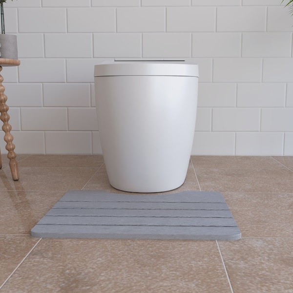 Castello Usa Diatomite Quick-Dry Stone Toilet Contour Mat - Gray - CB-DTM-G