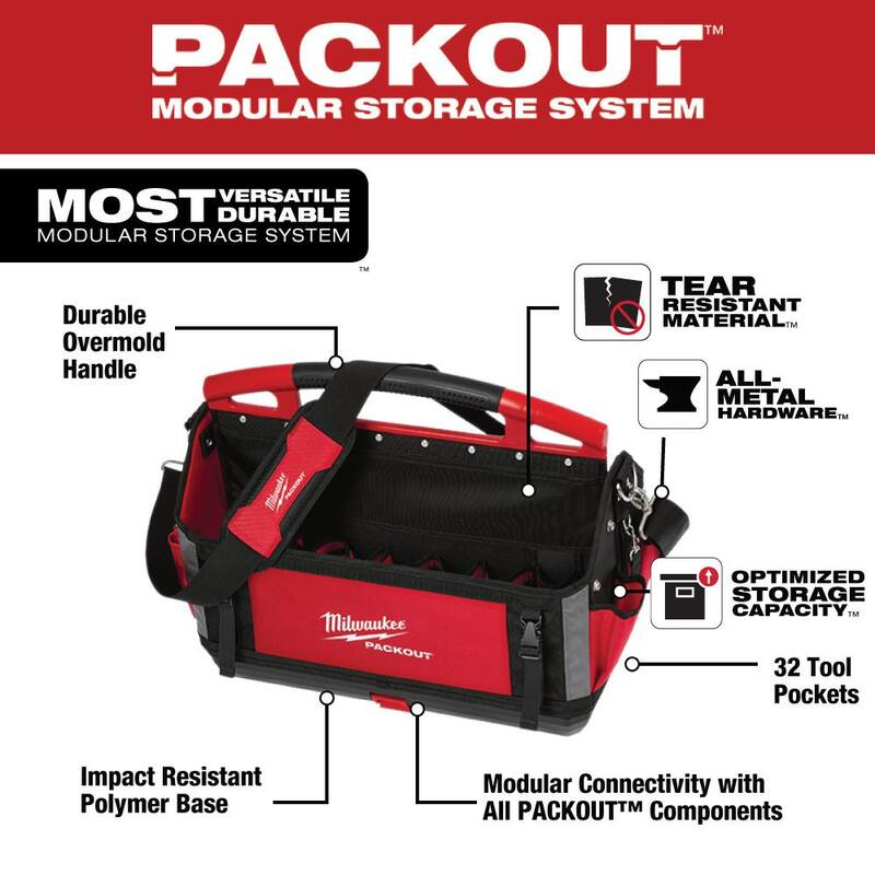 Milwaukee 20 in. PACKOUT Tote with SHOCKWAVE Impact Duty Alloy Steel Screw Driver Bit Set with PACKOUT Case (100-Piece) - 48-22-8320-48-32-4082