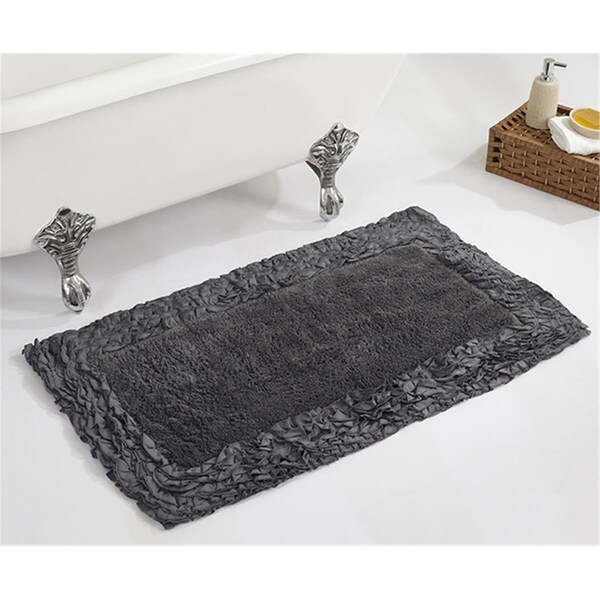 Better Trends Shaggy Border Collection 100% Cotton 24' x 40' Rectangle Bath Rug in Gray - BARR2440GRY