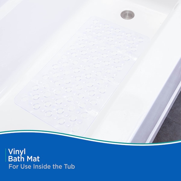 Kenney Mfg Non-Slip Bath, Shower, and Tub Mat with Suction Cups, Clear - KN67243