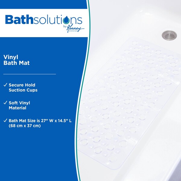 Kenney Mfg Non-Slip Bath, Shower, and Tub Mat with Suction Cups, Clear - KN67243