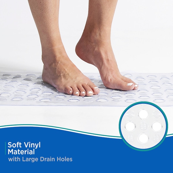 Kenney Mfg Non-Slip Bath, Shower, and Tub Mat with Suction Cups, Clear - KN67243