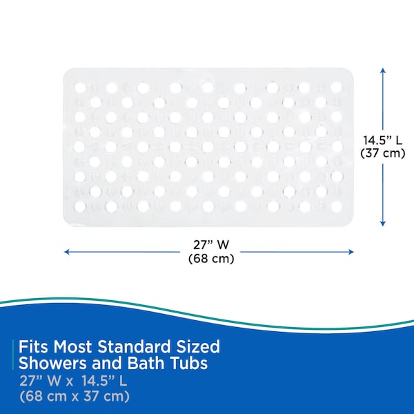 Kenney Mfg Non-Slip Bath, Shower, and Tub Mat with Suction Cups, Clear - KN67243