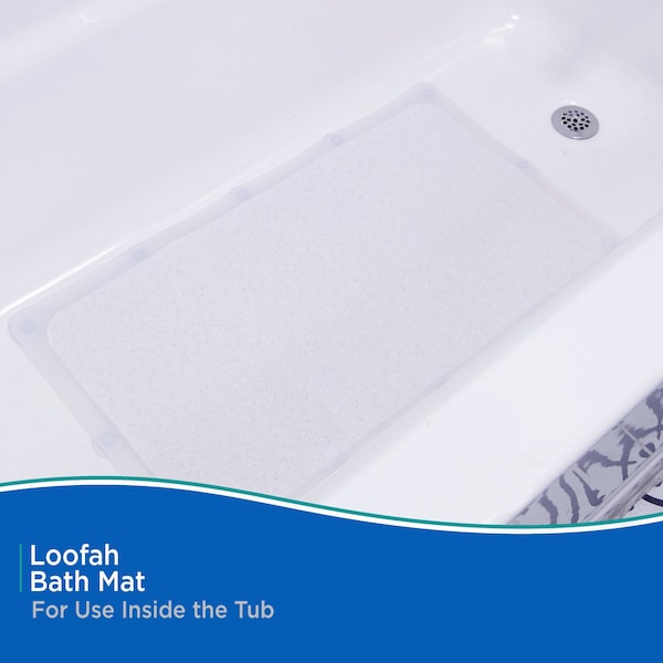 Kenney Mfg 17in x 29in Loofah Bath Mat, Clear - KN67258