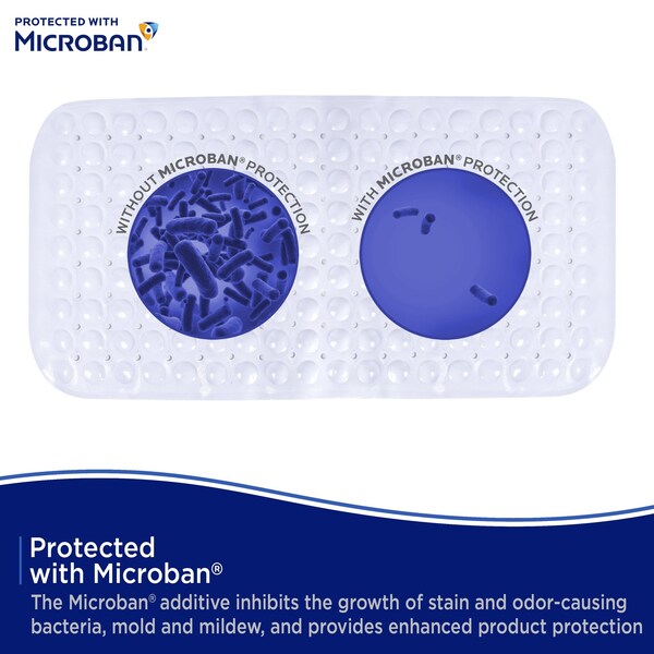 Kenney Mfg Microban Protected Bubble Bath Mat, 26.75in L x 14.5in W, White - MB61186H