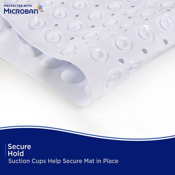 Kenney Mfg Microban Protected Bubble Bath Mat, 26.75in L x 14.5in W, White - MB61186H