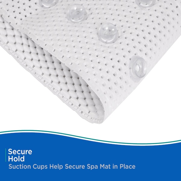 Kenney Mfg Cushioned Foam Spa Tub Mat, 14in W x 49in L, White - KN61263