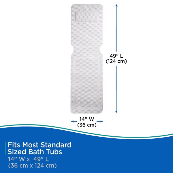 Kenney Mfg Cushioned Foam Spa Tub Mat, 14in W x 49in L, White - KN61263