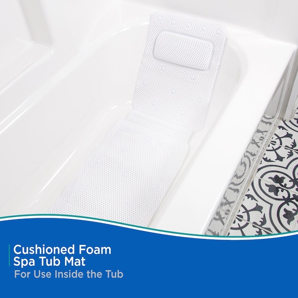 Kenney Mfg Cushioned Foam Spa Tub Mat, 14in W x 49in L, White - KN61263