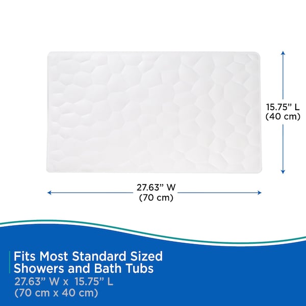 Kenney Mfg Stone Rubber Bath, Shower, and Tub Mat with Suction Cups, White - KN67270