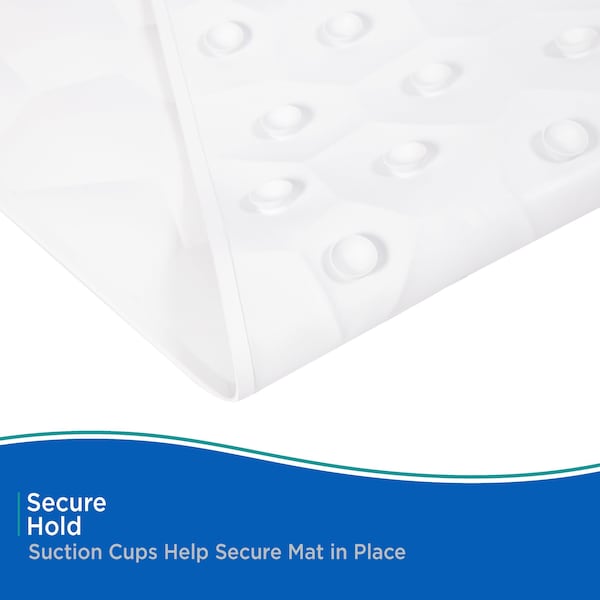 Kenney Mfg Stone Rubber Bath, Shower, and Tub Mat with Suction Cups, White - KN67270