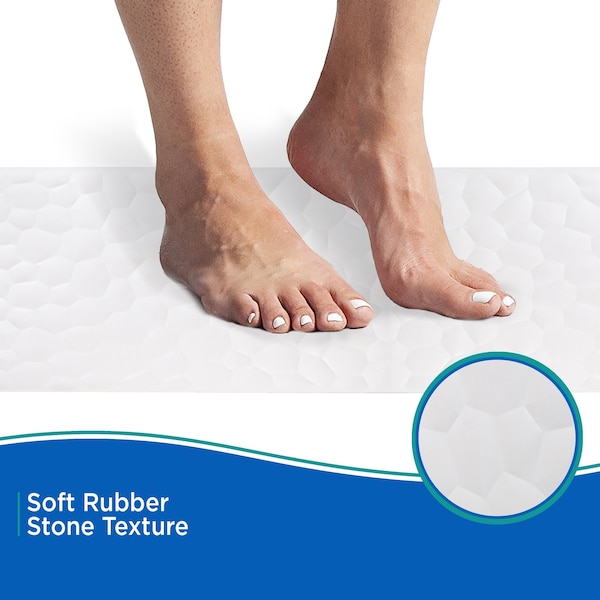 Kenney Mfg Stone Rubber Bath, Shower, and Tub Mat with Suction Cups, White - KN67270