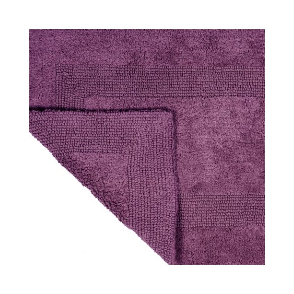 Hastings Home 100-percent Cotton Bath Mat Plush 24x60 Long Bathroom Runner Reversible Washable Rug (Eggplant) - 420996SSV
