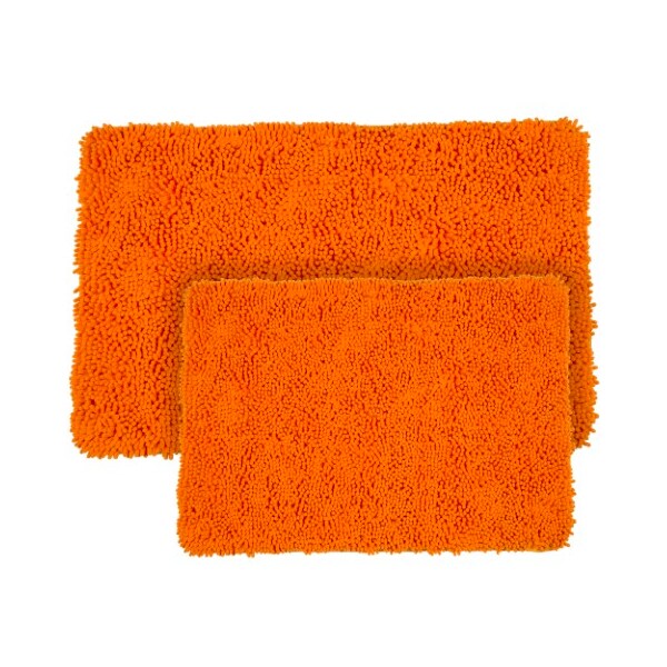 Hastings Home Hastings Home 2 Piece Memory Foam Shag Bath Mat - Orange - 961643AZH