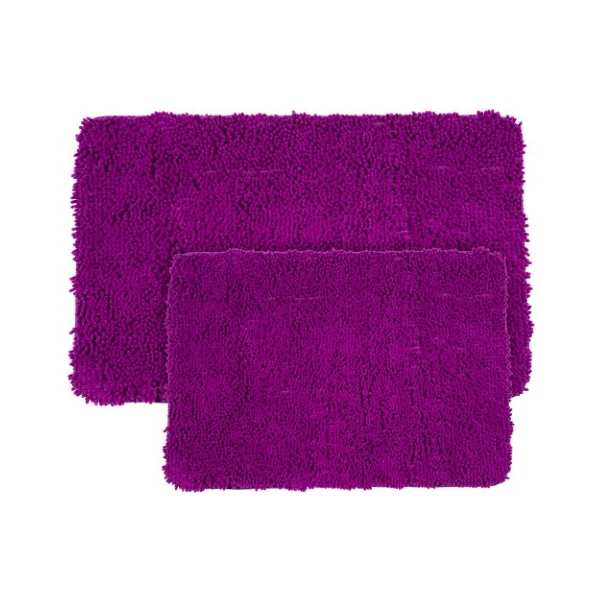 Hastings Home Hastings Home 2 Piece Memory Foam Shag Bath Mat - Purple - 344041KEX