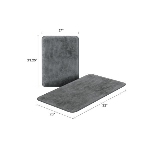 Hastings Home 2-piece Bathroom Rug Set, Memory Foam Mats, Wavy Microfiber Non-Slip Absorbent Runner, Gray - 589694OJW