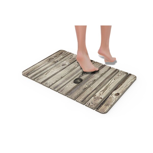 Castello Usa Diatomite Quick-Dry Stone Bath Mat - Wood, Medium - CB-DBM-WOOD