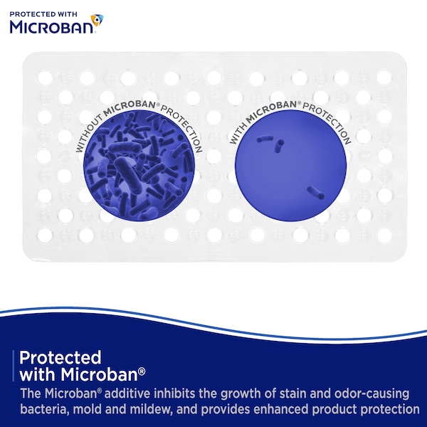 Kenney Mfg Microban Protected Vinyl Bath Mat, 27in L x 14.5in W, White - MB61189H