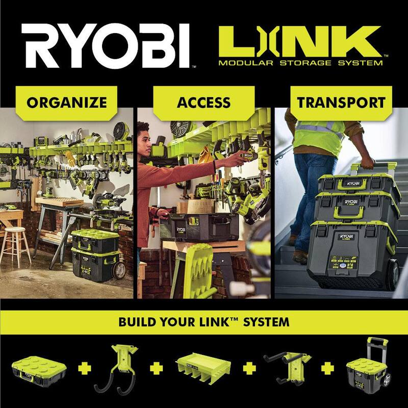 RYOBI LINK Rolling Tool Box w/ Medium Tool Box and Wall Rail (2-Pack) - STM201-STM102-STM504