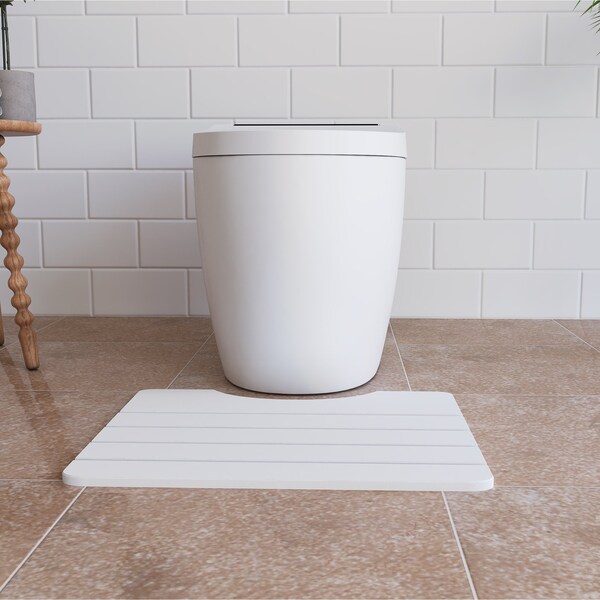 Castello Usa Diatomite Quick-Dry Stone Toilet Contour Mat - White - CB-DTM-W