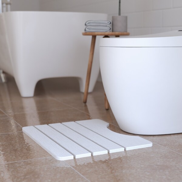 Castello Usa Diatomite Quick-Dry Stone Toilet Contour Mat - White - CB-DTM-W