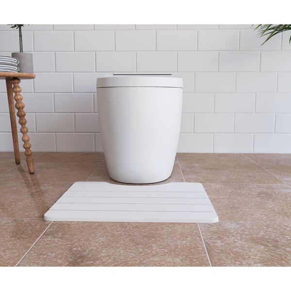 Castello Usa Diatomite Quick-Dry Stone Toilet Contour Mat - White - CB-DTM-W