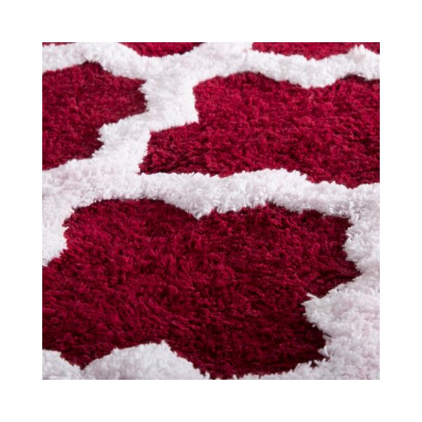 Hastings Home Hastings Home 100 Percent Cotton Trellis Bathroom Mat - 24x60 inches - Burgundy - 723667GJV