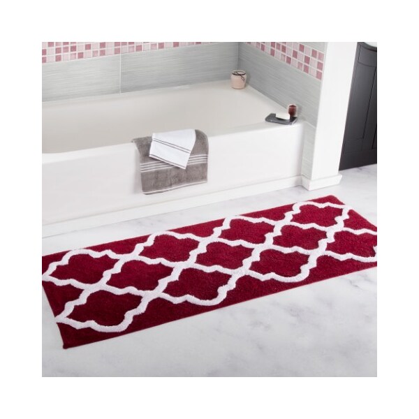 Hastings Home Hastings Home 100 Percent Cotton Trellis Bathroom Mat - 24x60 inches - Burgundy - 723667GJV