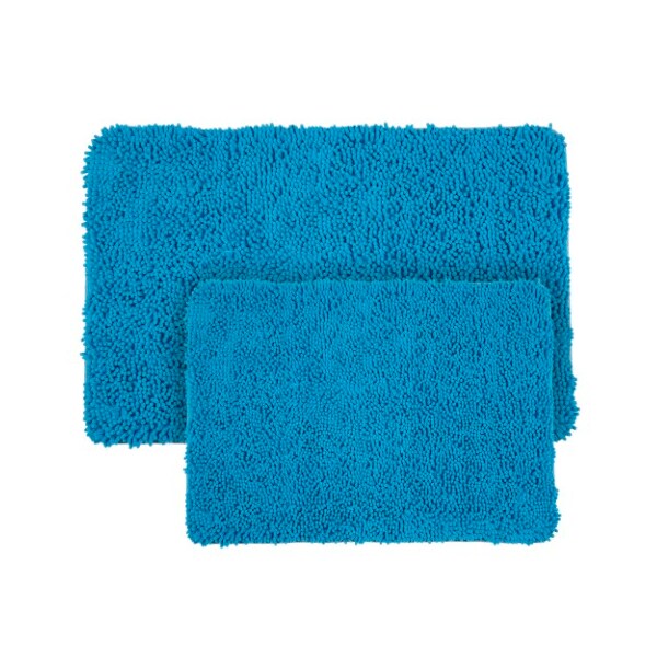 Hastings Home Hastings Home 2 Piece Memory Foam Shag Bath Mat - Blue - 212121RZW