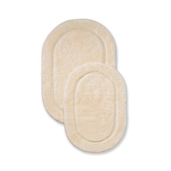 Superior Superior BATHRUG-OV2PC-IV Cotton Oval Bath Rug Set - Ivory; 2 Pieces - BATHRUG-OV2PC-IV