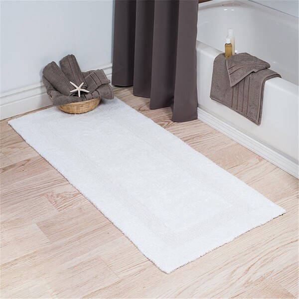 Daphnes Dinnette 24 x 60 in. Plus 100 Percent Cotton Bathroom Runner, White - DA3239725
