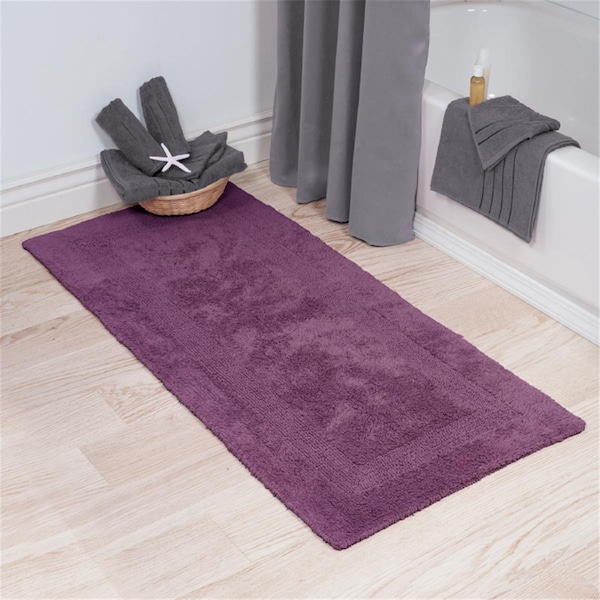 Daphnes Dinnette 24 x 60 in. Plus 100 Percent Cotton Bathroom Runner, Eggplant - DA3239718
