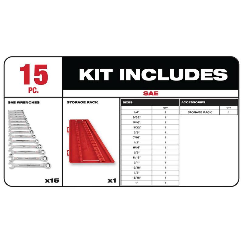 Milwaukee 15 in. PACKOUT Backpack with SAE Combination Ratcheting Wrench Set (15-Piece) - 48-22-8301-48-22-9416
