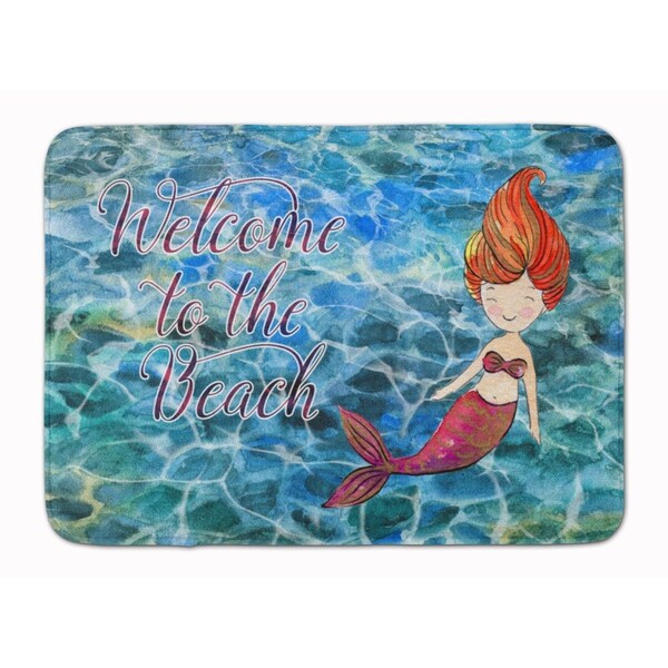 Carolines Treasures Mermaid Water Welcome Machine Washable Memory Foam Mat - BB8521RUG