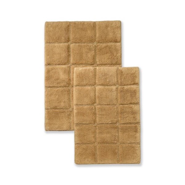 Superior Bath Rug Set Cotton Checkers - Toast, 2 Pieces, 2PK - BATHRUG-CH2PC-TO