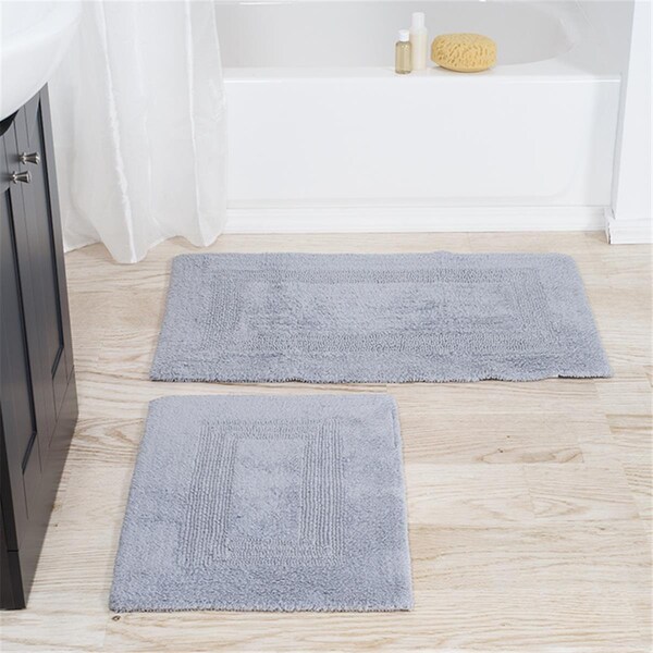 Lavish Home Lavish Home  100 Percent Cotton Bathroom Runner Set, Silver, 2PK - 67-0018-S