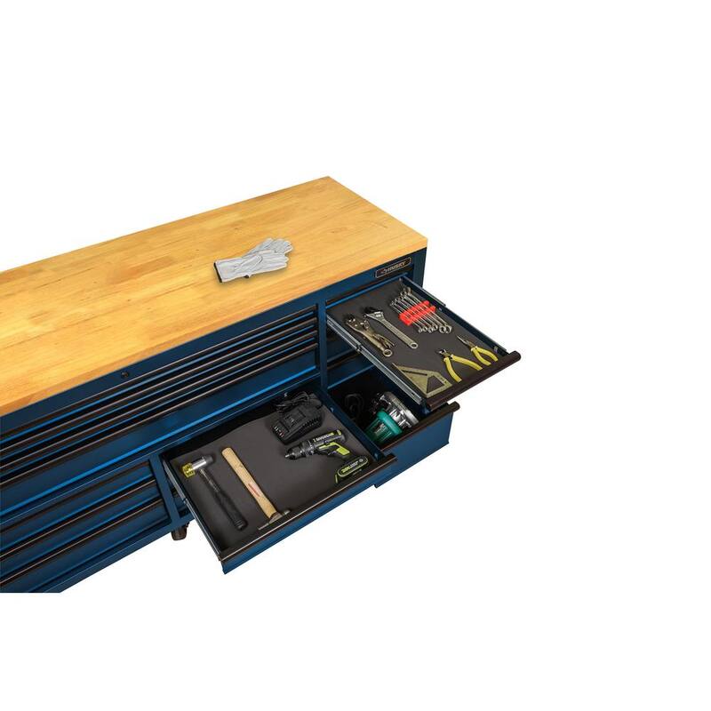 Husky Tool Storage Heavy Duty 84 in. W x 24 in. D Matte Blue Mobile Workbench Cabinet - HOTC8422BL2M