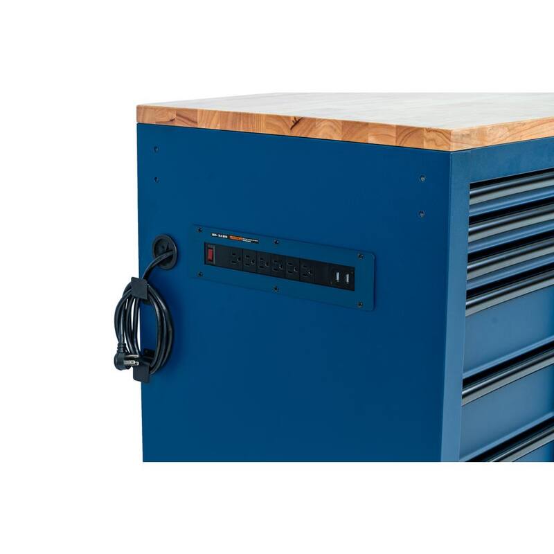 Husky Tool Storage Heavy Duty 84 in. W x 24 in. D Matte Blue Mobile Workbench Cabinet - HOTC8422BL2M