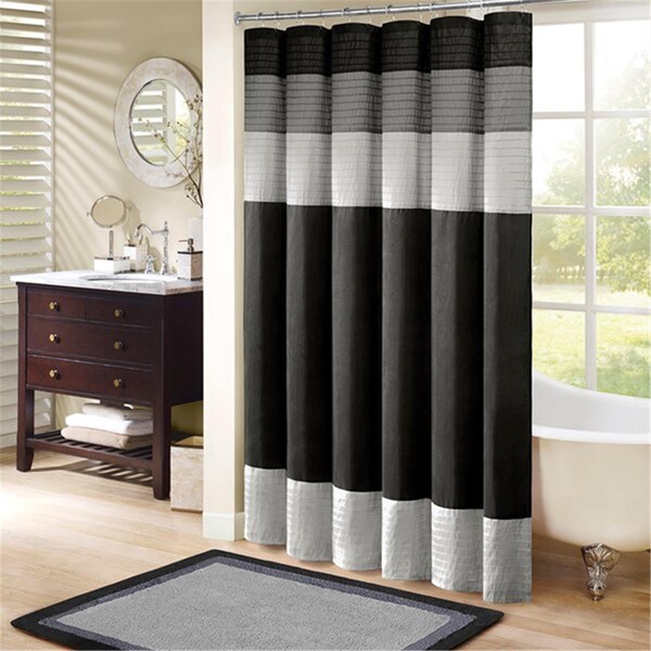 Madison Park 100 Percent Cotton Bath Rug, Black - MP72-1559