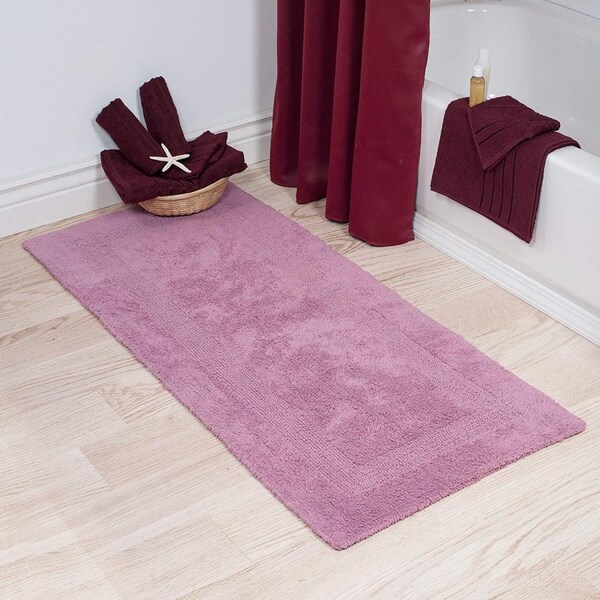 Bedford Home 100 Percent Cotton Reversible Long Bath Rug Rose 24 x 60 in. - 67A-01639