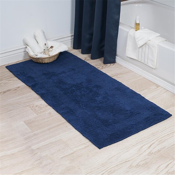 Daphnes Dinnette 24 x 60 in. Plus 100 Percent Cotton Bathroom Runner, Navy - DA3234920