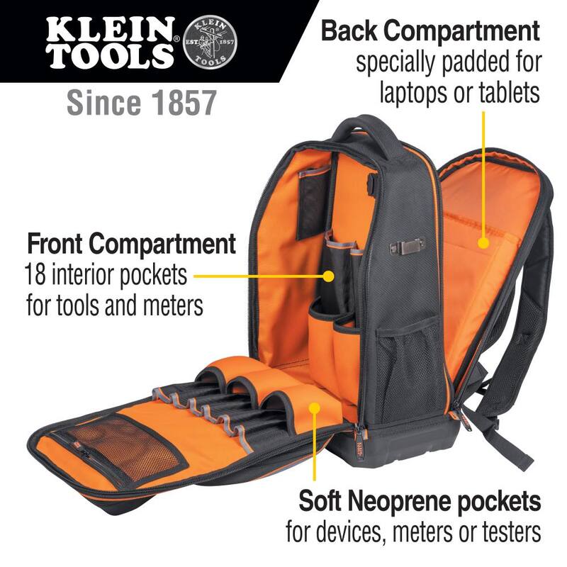 Klein Tools Tradesman Pro 20 in. XL Tech Tool Bag Backpack, 28 Pockets - 62805BPTECH