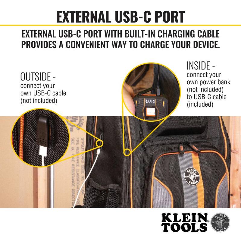 Klein Tools Tradesman Pro 20 in. XL Tech Tool Bag Backpack, 28 Pockets - 62805BPTECH