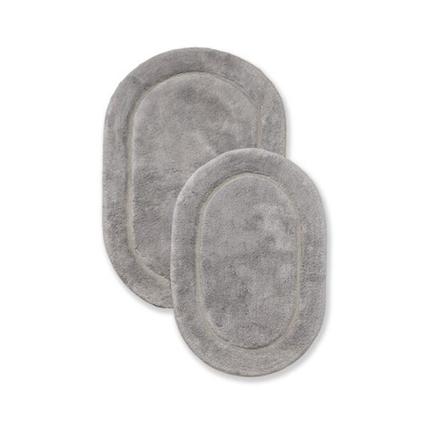 Superior Superior BATHRUG-OV2PC-SV Cotton Oval Bath Rug Set - Silver; 2 Pieces - BATHRUG-OV2PC-SV