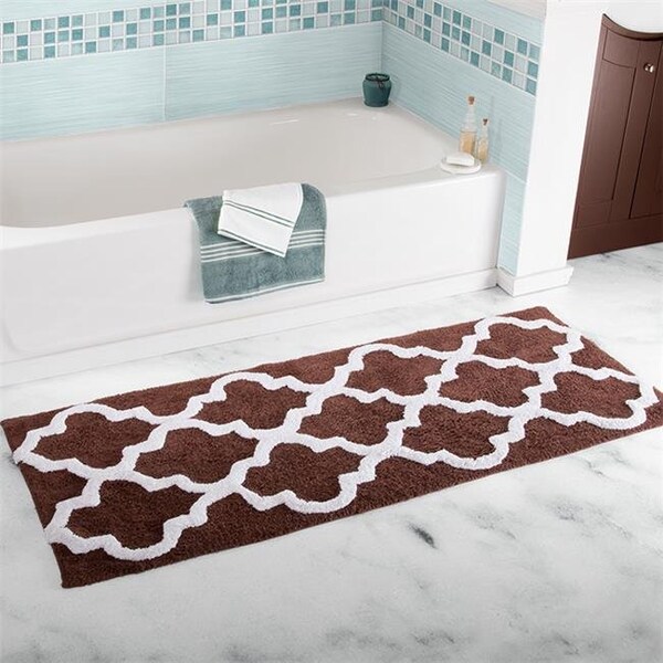 Lavish Home Lavish Home 67-0029-C 24 x 60 in. 100 Percent Cotton Trellis Bathroom Mat - Chocolate - 67-0029-C