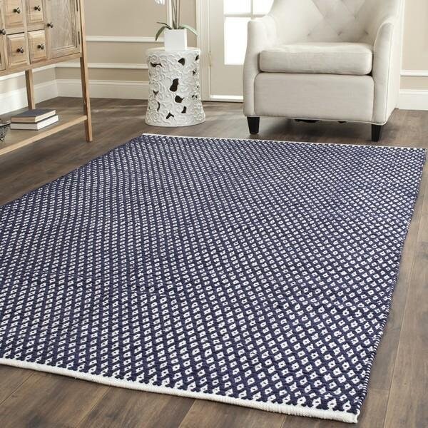 Safavieh 2 ft.-3 in. x 9 ft. Runner Boston Hand Woven Bath Mats- Navy - BOS685D-29